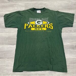 Vintage 1996 Green Bay Packers T Shirt Mens XL Chalk Line NFL Green 90s Graphic
